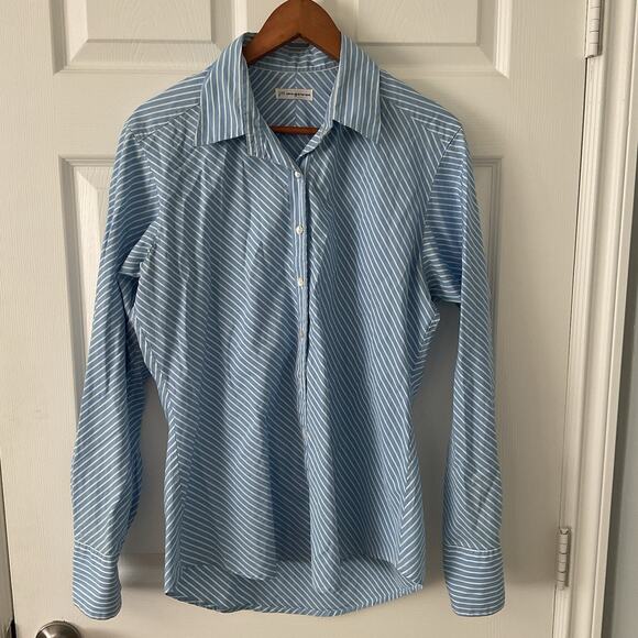 Jill McGowan Striped Button-Up Long Sleeve Shirt Blue Size M Coastal - Picture 1 of 4